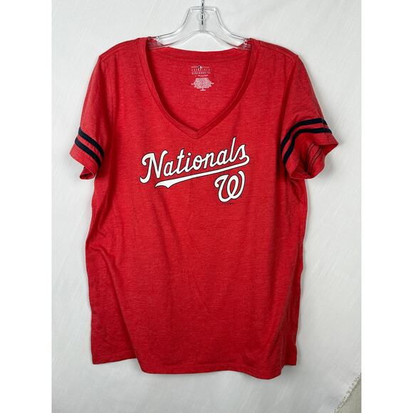 Womens XL Washington Nationals V Neck T Shirt - Red NWOT - Picture 5 of 6